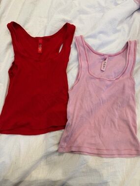 SKIMS limited edition cotton rib tank tops large bubblegum pink red